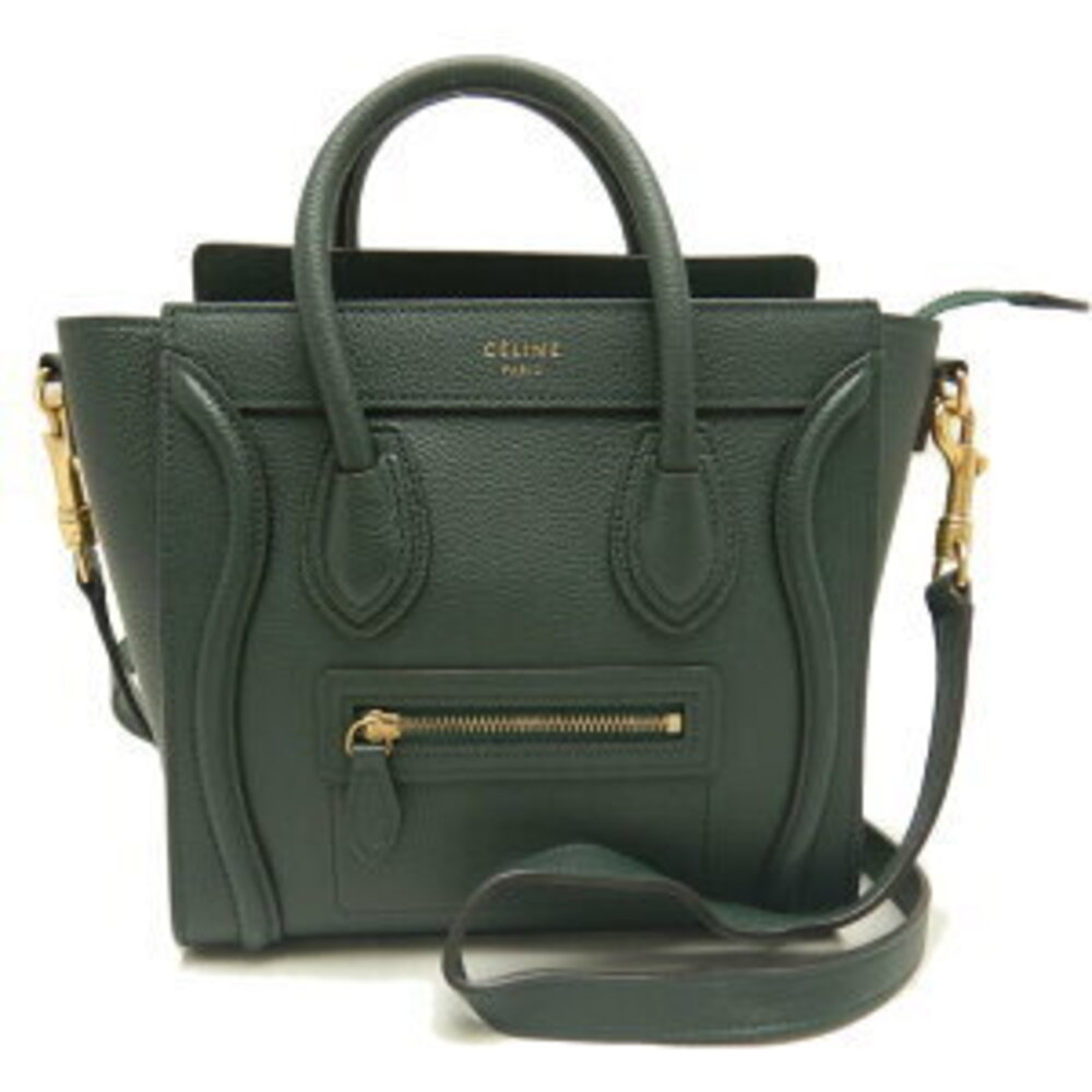 CELINE Luggage 2way Shopper Handbag Calfskin Dark Green - Picture 9 of 9